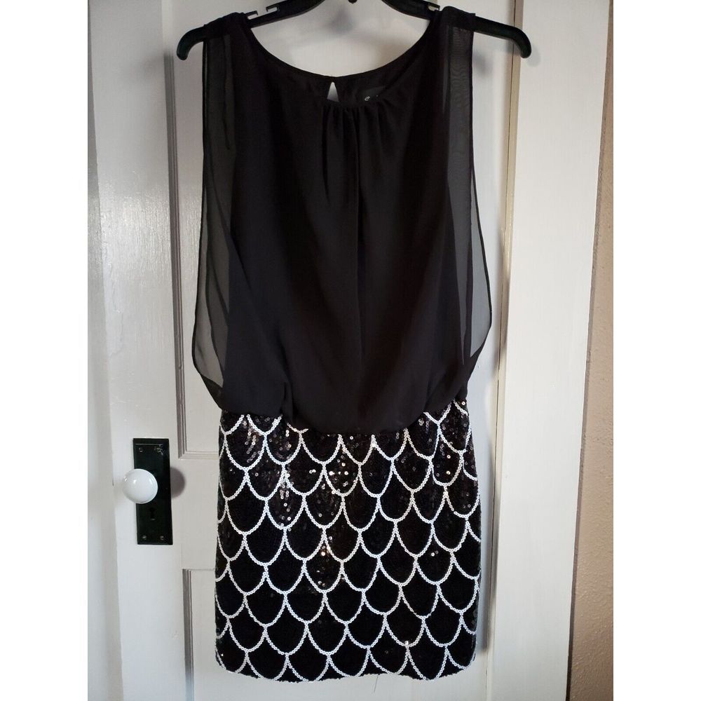 Scarlett Nite  Chiffon Blouson Keyhole Back TOP W/SEQUIN EMBELLISHED  DRESS SZ 6